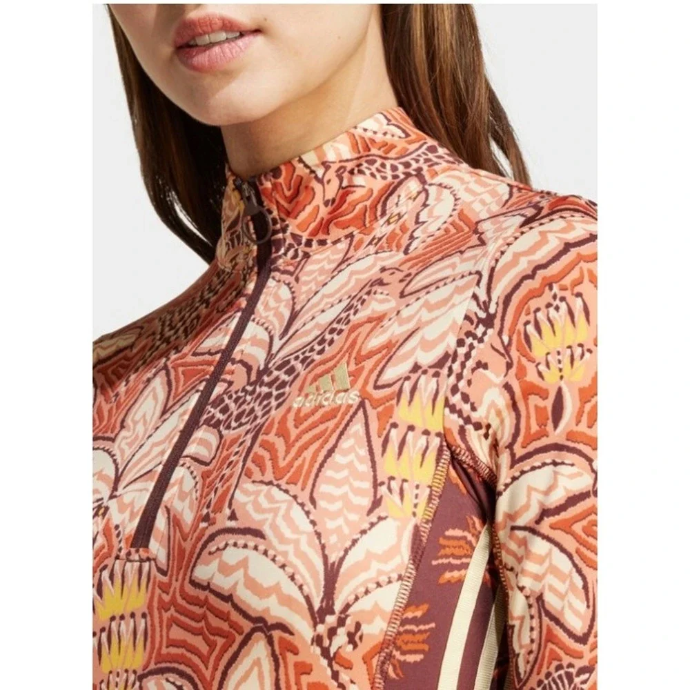 Farm Rio x Adidas Tropical Print Zip Up Midi Dress Small - Picture 6 of 16